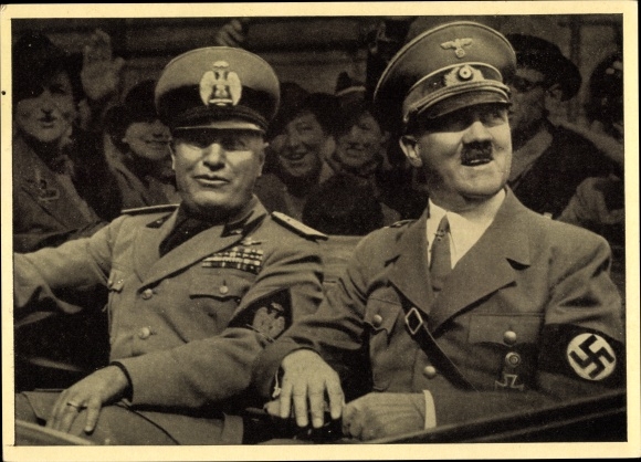 Postcard Führer and Reich Chancellor Adolf Hitler, Benito Mussolini, state meeting, men of the time 126