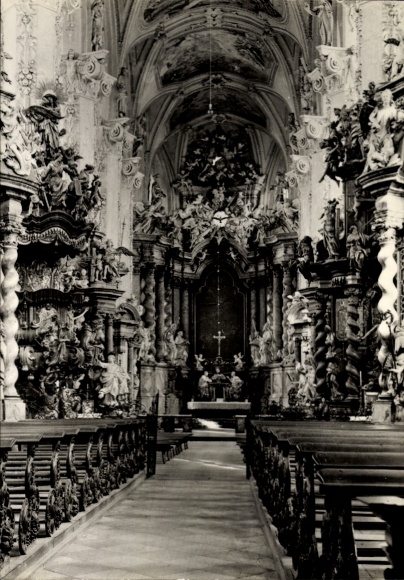 Postcard Neuzelle in Brandenburg, Catholic Church, interior view