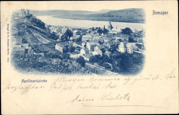 Postcard Remagen am Rhein, Apollinariskirche, total