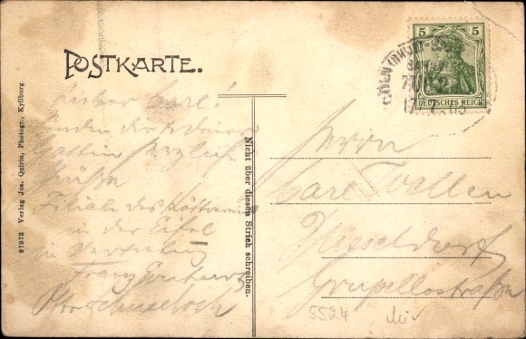 Postcard Kyllburg in the Eifel, partial view with bridge