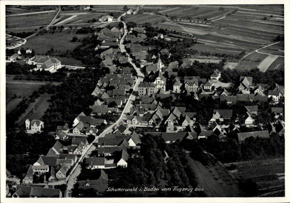 Postcard Schutterwald in Baden Württemberg, aerial view of numerous houses, rural surroundings