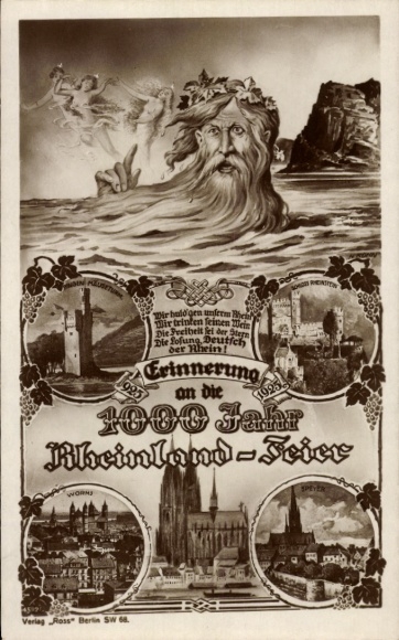 PC 1000th anniversary of the Rhineland, Father Rhine, Cologne Cathedral, Bingen Mouse Tower, Rheinstein Castle