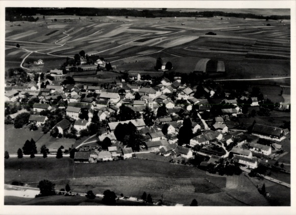Postcard Huglfing in Upper Bavaria, aerial photograph
