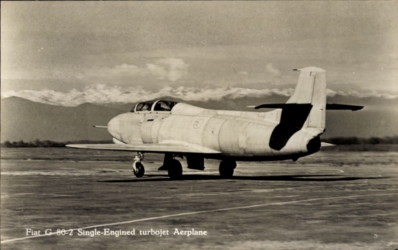 Postcard Flugzeug, Fiat C 80-2 Single Engined Turbojet Airplane