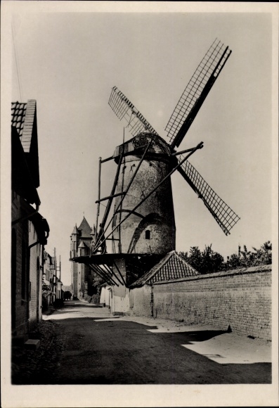 Ak Xanten am Niederrhein, Windmühle, Stadtmauer und Clevertor