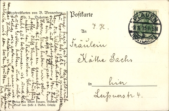 Artist PC Wennerberg, Bruno, at home, two women and a man, soldier