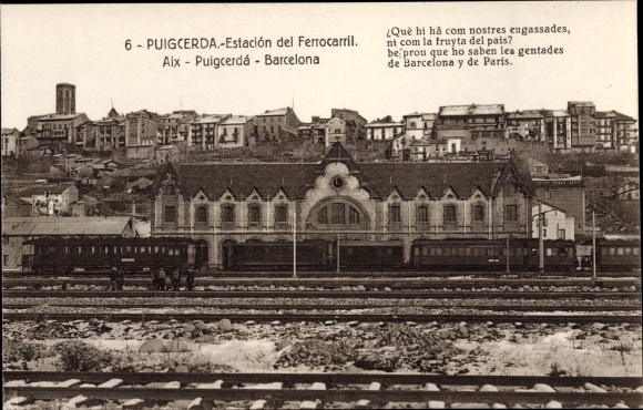 Postcard Puigcerda Katalonien, Railway Station
