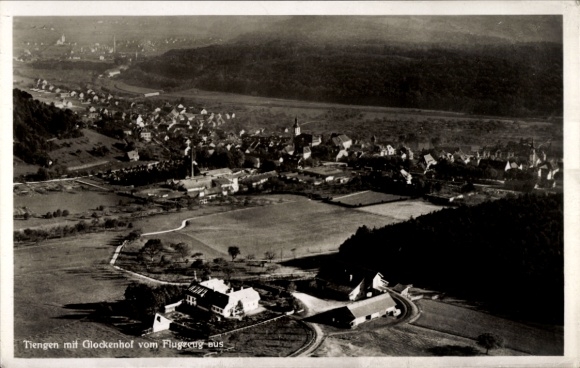 Postcard Waldshut Tiengen am Hochrhein, Glockenhof, aerial photograph