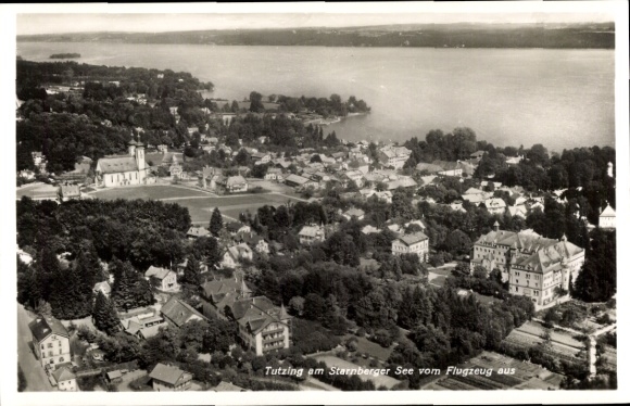 Postcard Tutzing on Lake Starnberg Upper Bavaria, aerial photograph