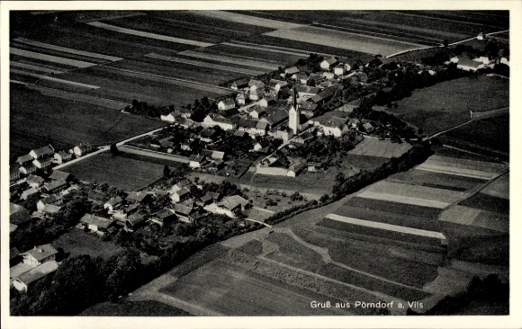 Postcard Pörndorf an der Vils Aldersbach in Lower Bavaria, aerial photograph