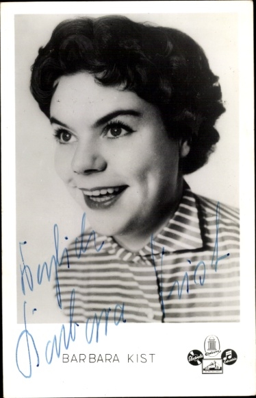 Postcard actress and singer Barbara Kist, portrait, autograph