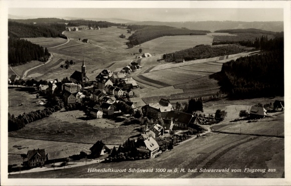 Ak Schönwald im Schwarzwald Baden Württemberg, Fliegeraufnahme