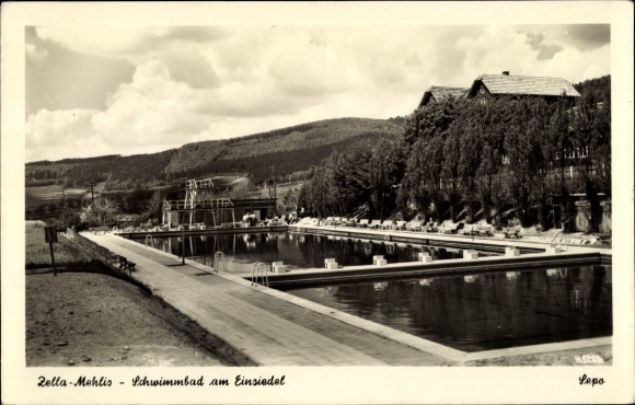 Postcard Zella Mehlis in the Thuringian Forest, swimming pool at Einsiedel