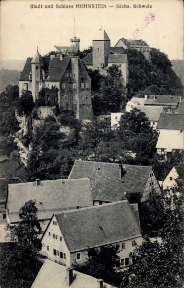 Ak Hohnstein Sächsische Schweiz, Stadt und Schloss