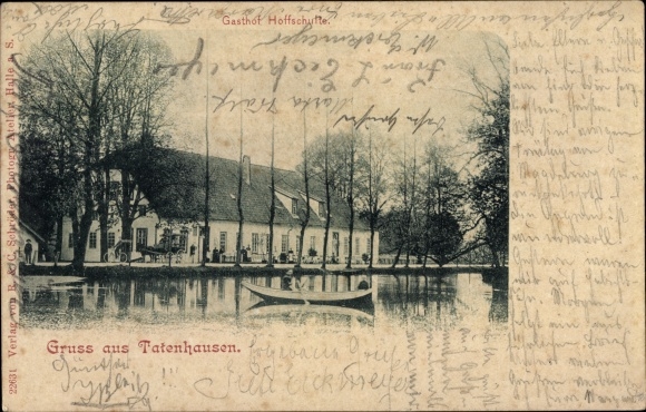 Ak Tatenhausen Bokel Halle in Westfalen, Gasthof Hoffschulte, Ruderboot