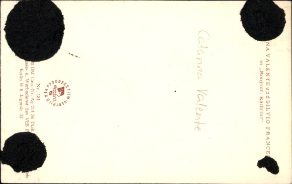 Postcard actress Caterina Valente, actor Silvio Francesco, guitars, autograph