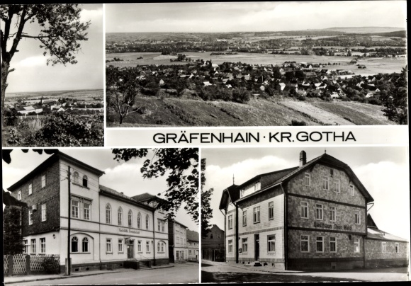 Postcard Graefenhain Thuringia, panorama, inn Thuringian Forest, friendship