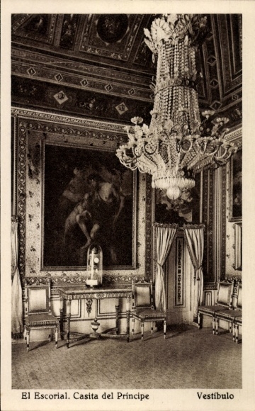 Postcard San Lorenzo de El Escorial Madrid, Casita del Príncipe, Vestibulo