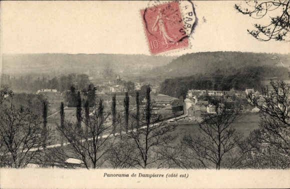 Ak Dampierre en Yvelines, Panorama, hügelige Landschaft, Gebäude, Bäume, Poststempel