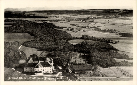 Ak Wald Hohenzollern, Kloster Wald, Luftaufnahme