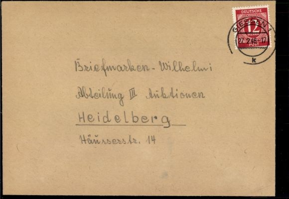 Early use 919 Giessen 27.2.1946 on letter