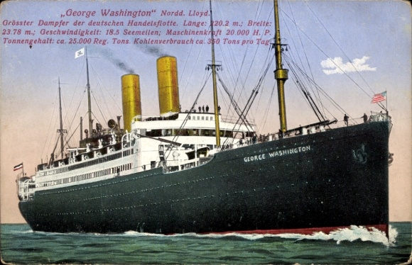 KP steamer Washington, North German Lloyd Bremen NDL