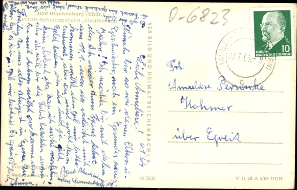 Postcard Bad Blankenburg, FDGB recreation home Greifenstein, park benches