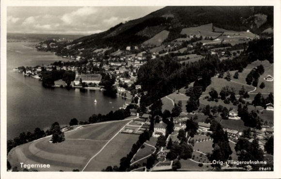 Postcard Tegernsee in Upper Bavaria, aerial photograph