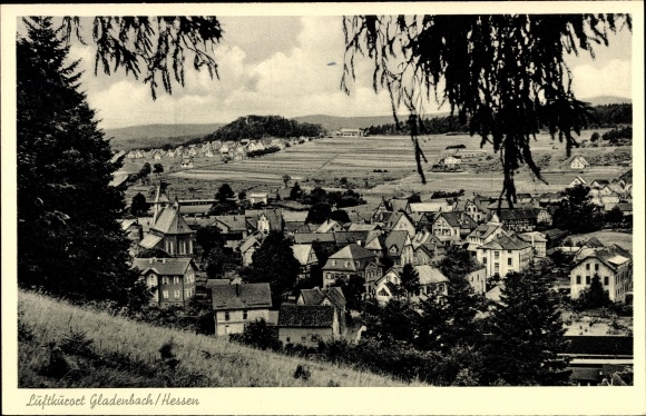 Postcard Gladenbach Hessen, view of the place, fields