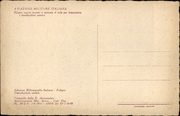 Postcard Italian Air Force, Air Fleet, warplane