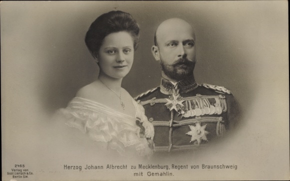 Ak Herzog Johann Albrecht zu Mecklenburg, Regent von Braunschweig mit Gemahlin, Liersch 2465