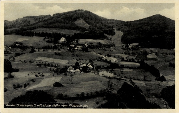 Postcard Schweigmatt Raitbach Schopfheim in Baden, aerial photograph, Hohe Möhr