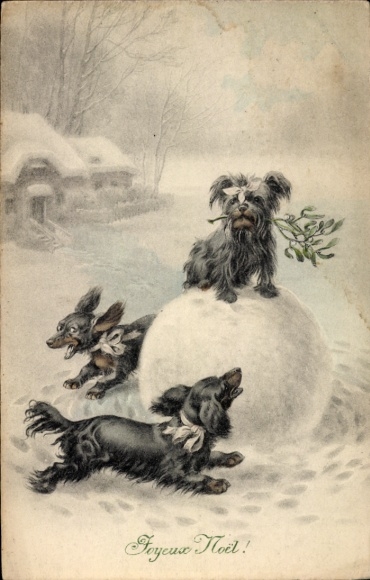 KP Wesołych Świąt, Joyeux Noel, Terrier, Jamnik, Bałwan