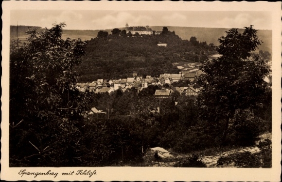 Postcard Spangenberg in Hesse, Spangenberg with castle, landscape, buildings
