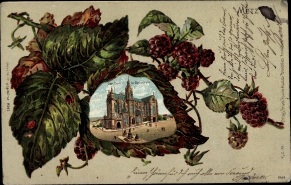 Brombeerblatt Chromo-Litho Metz Moselle, Der Dom, Cathedrale