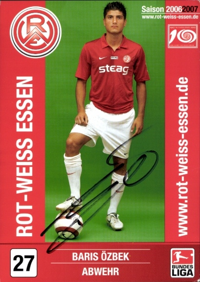 Autogrammkarte Fußballer Baris Özbek, Rot Weiss Essen, Autogramm