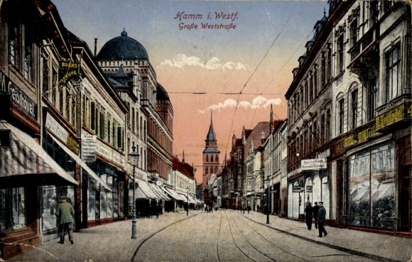 Postcard Hamm in Westphalia, Große Weststrasse