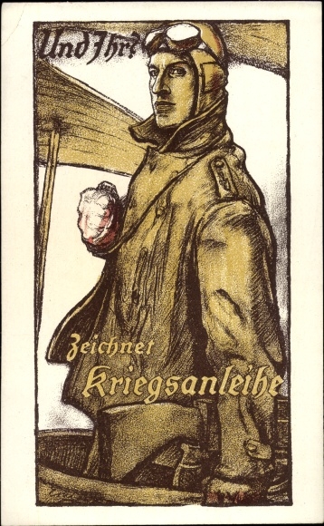 Artist Postcard Erler, And You?, Draws War Bond, Fighter Pilot