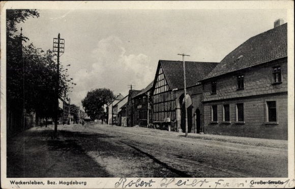Postcard Wackersleben in Saxony Anhalt, Great Street