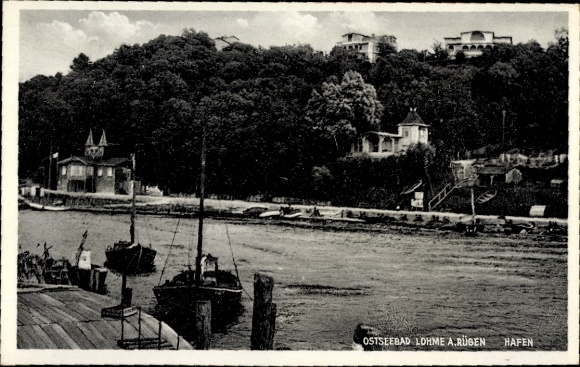 Ak Lohme auf Rügen, Teilansicht, Hafen