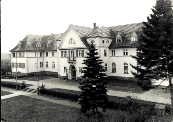 Postcard Ostseebad Müritz Graal-Müritz, Sanatorium Richard Assmann, Baltic Sea, trees, park