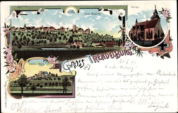 Chromo-Litho Trendelburg in northern Hesse, church, total view