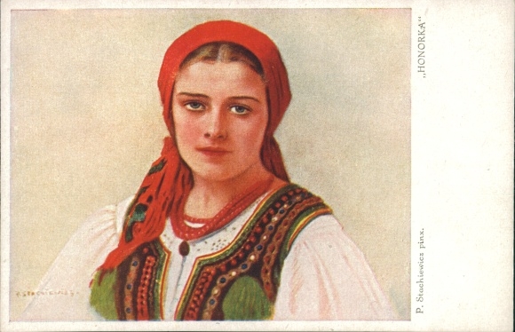 Artist Postcard Stachiewicz, Piotr, Honorka Woman in costume