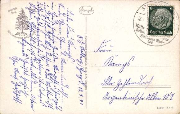 Postcard Stolberg in the Harz, view from the Lutherbuche