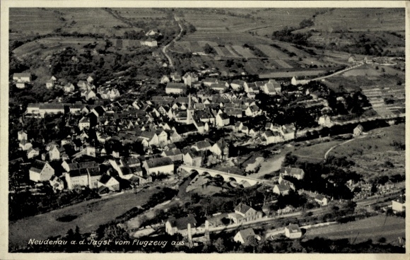 Postcard Neudenau an der Jagst, aerial photograph