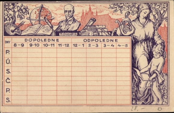 Rozkład jazdy Czechy, kalendarz roczny z imieninami 1931