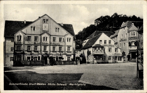 Ak Wehlen an der Elbe Sächsische Schweiz, Marktplatz