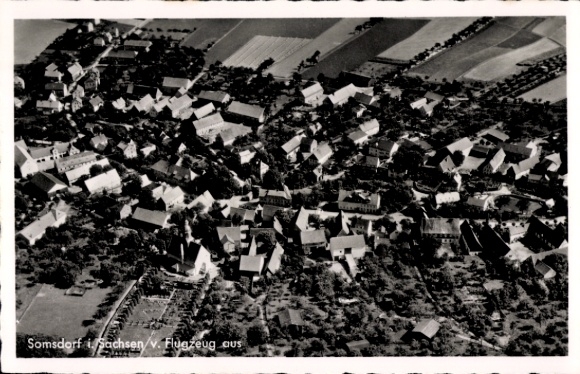 Postcard Somsdorf Freital in Saxony, aerial photograph