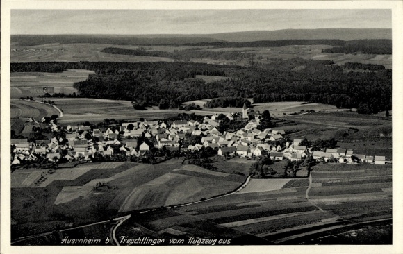 Ak Auernheim Treuchtlingen im Altmühltal Mittelfranken, Luftaufnahme von Auernheim, ländliche Umg