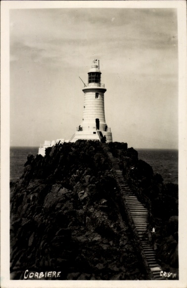 Postcard St. Brélade Channel Island Jersey, La Corbière Lighthouse